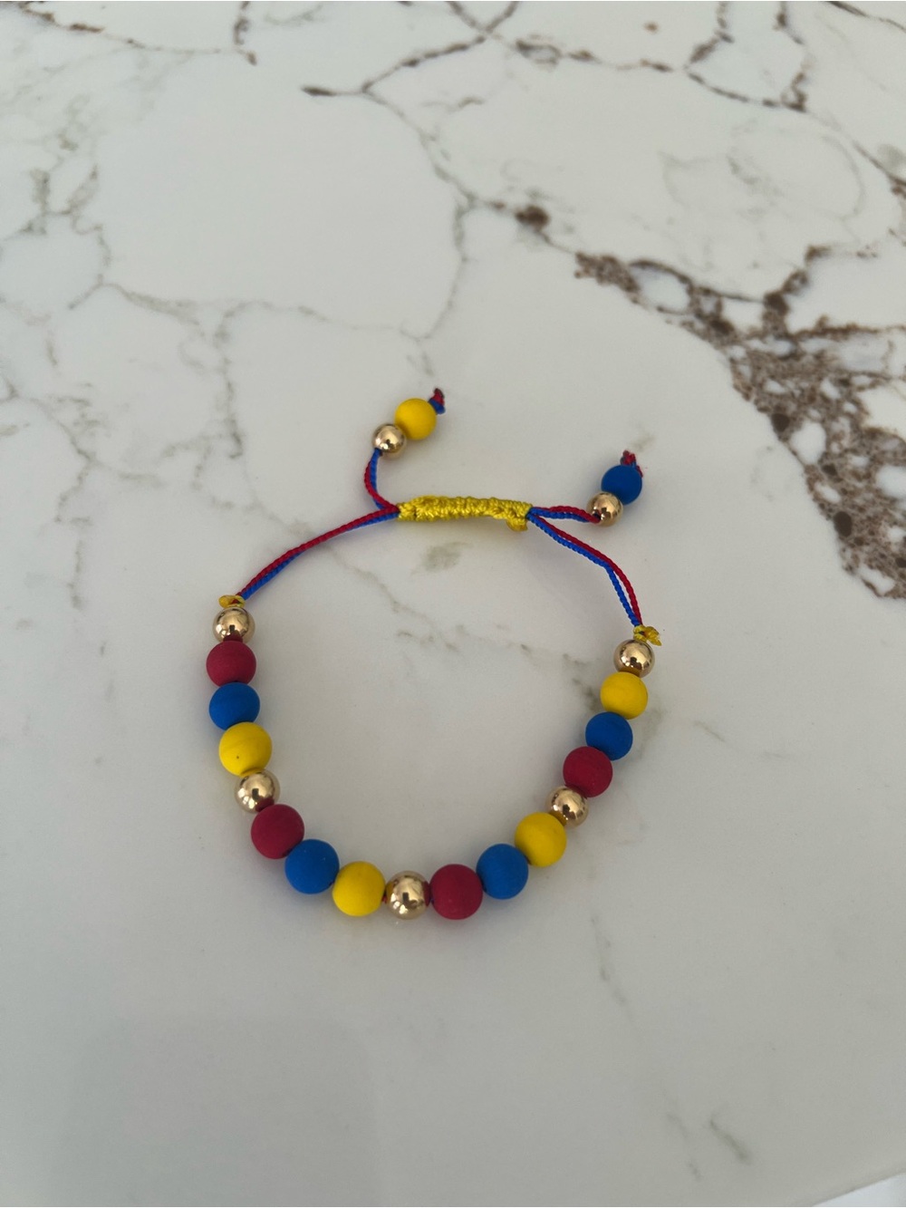 14K Gold Unisex Fifa World Cup Handwoven Adjustable Bracelet Colombia Team